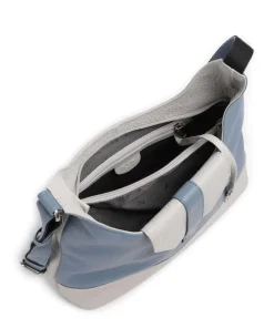 Boston Umhängetasche genarbtes Leder hellgrau