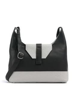 Boston Umhängetasche genarbtes Leder grau/schwarz