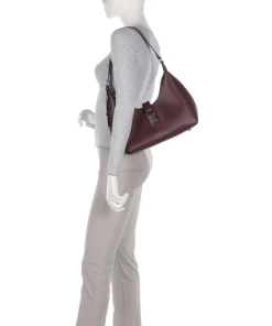 BOVIE Schultertasche Lederimitat wein