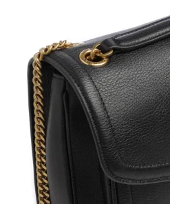 Bradley Medium Schultertasche genarbtes Rindsleder schwarz