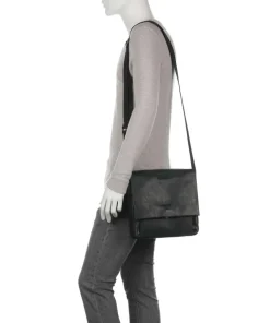 Brick Lane Umhängetasche Leder schwarz