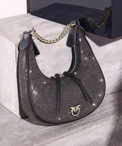 Brioche Mini Schultertasche Textil schwarz