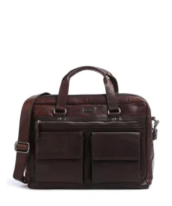 Bronco Aktentasche 16″ genarbtes Leder dunkelbraun