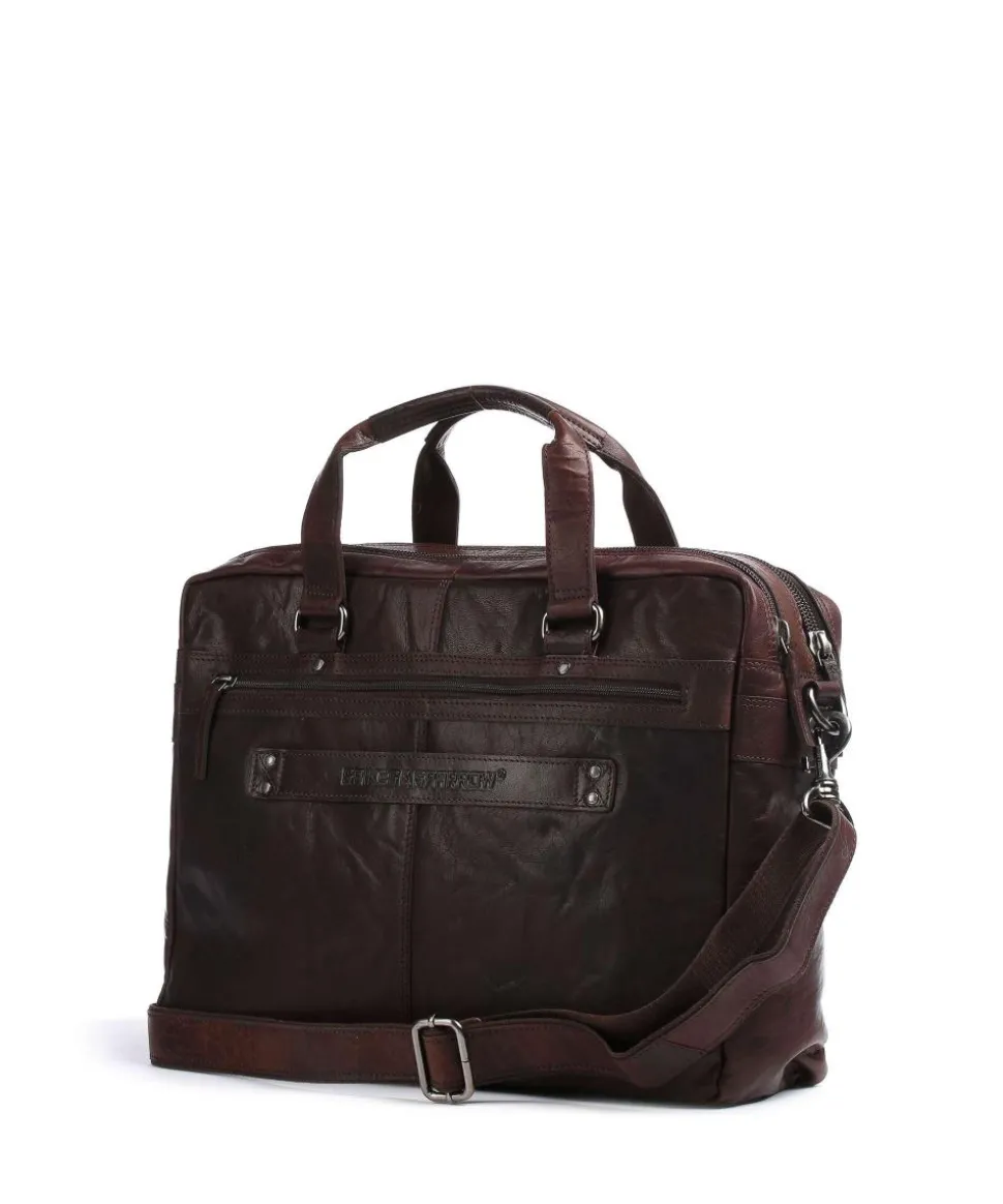 Bronco Aktentasche 16″ genarbtes Leder dunkelbraun