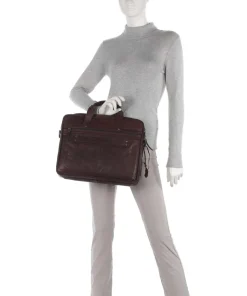 Bronco Aktentasche 15″ genarbtes Leder dunkelbraun