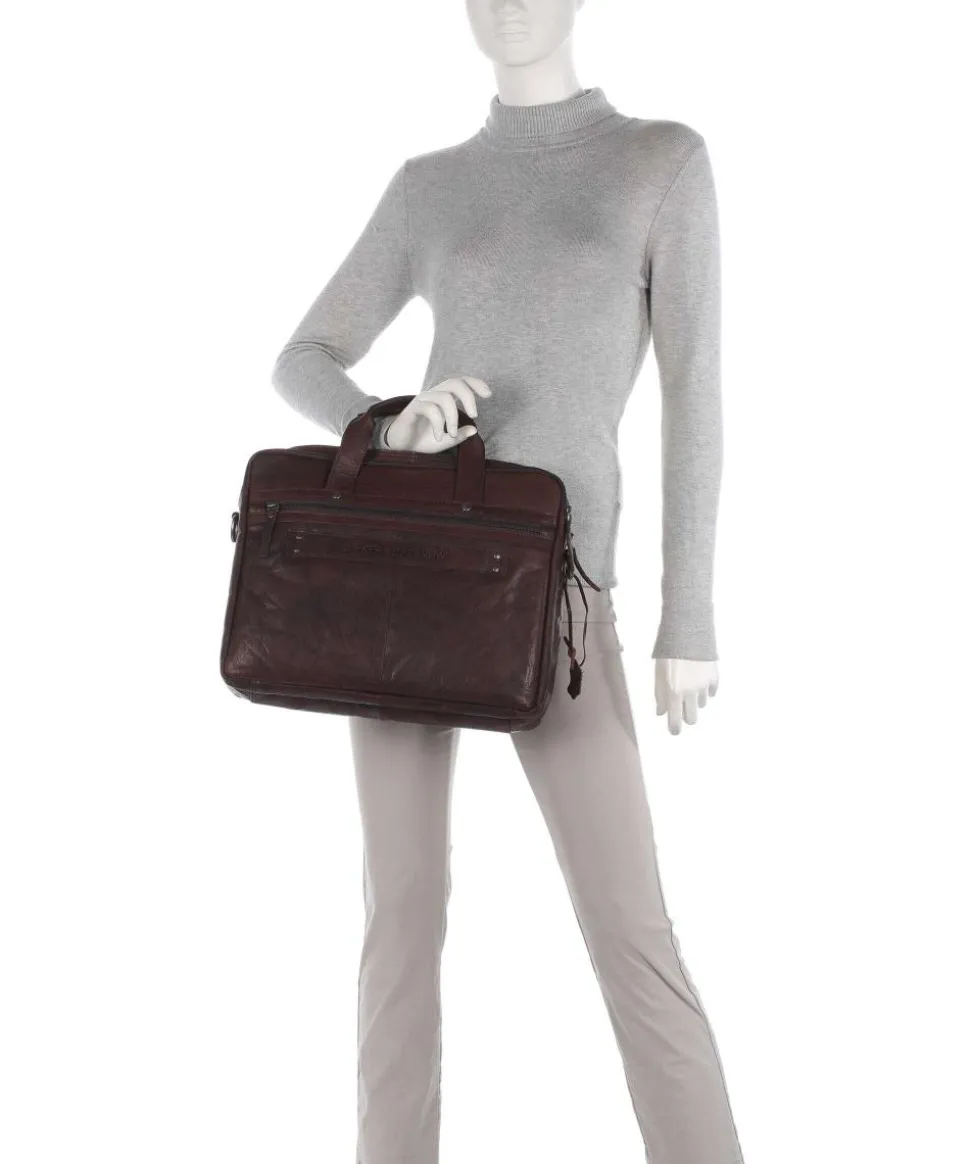Bronco Aktentasche 15″ genarbtes Leder dunkelbraun