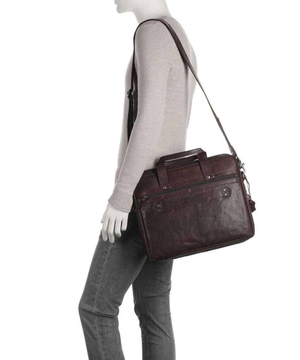 Bronco Aktentasche 15″ genarbtes Leder dunkelbraun