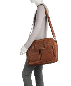 Bronco Aktentasche 16″ genarbtes Leder cognac