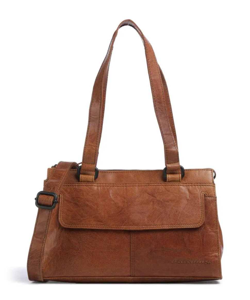 Bronco Amity Schultertasche fein genarbtes Leder cognac