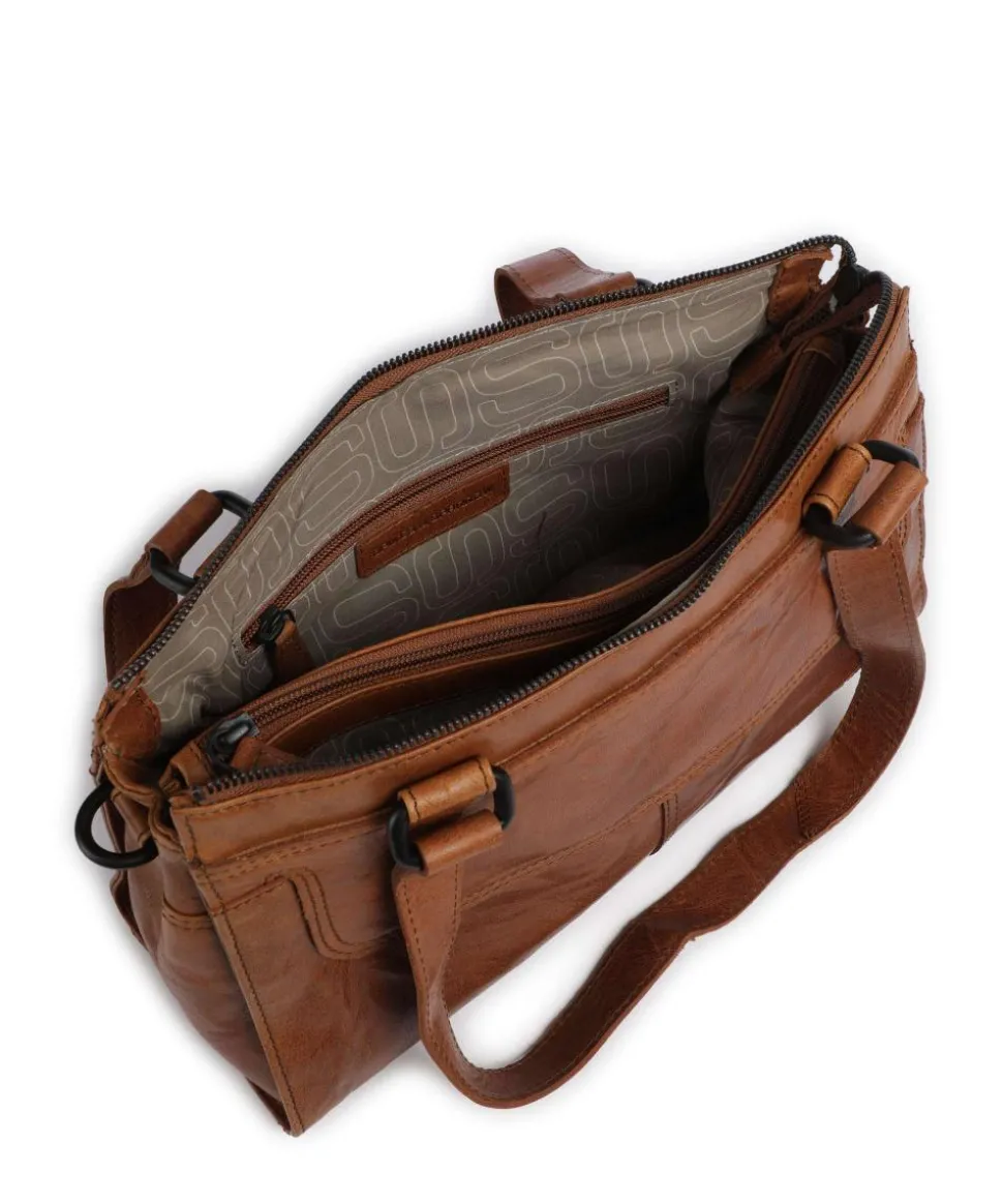 Bronco Amity Schultertasche fein genarbtes Leder cognac