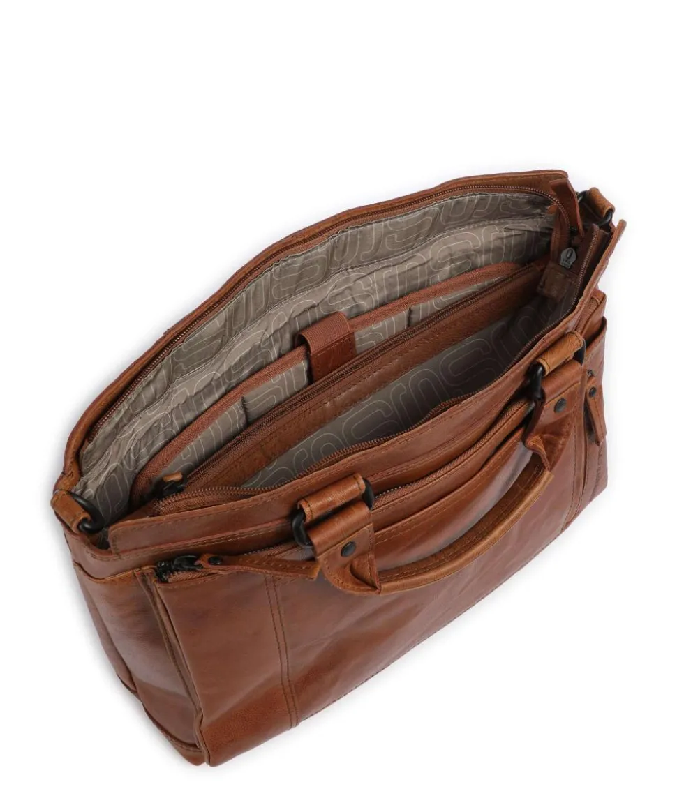 Bronco Bennie Aktentasche 14″ fein genarbtes Leder cognac