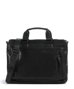 Bronco Bennie Aktentasche 14″ fein genarbtes Leder schwarz