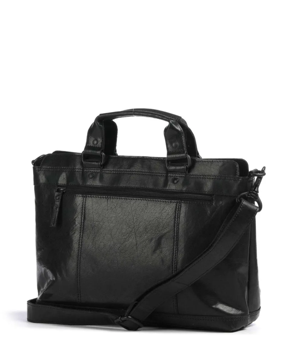 Bronco Bennie Aktentasche 14″ fein genarbtes Leder schwarz