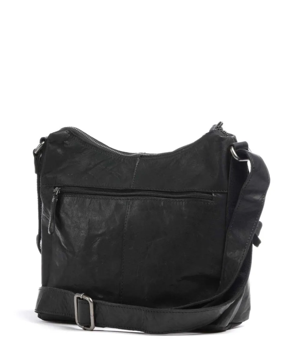 Bronco Beuteltasche genarbtes Leder schwarz
