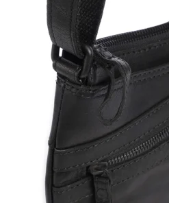 Bronco Camreen Umhängetasche genarbtes Leder schwarz