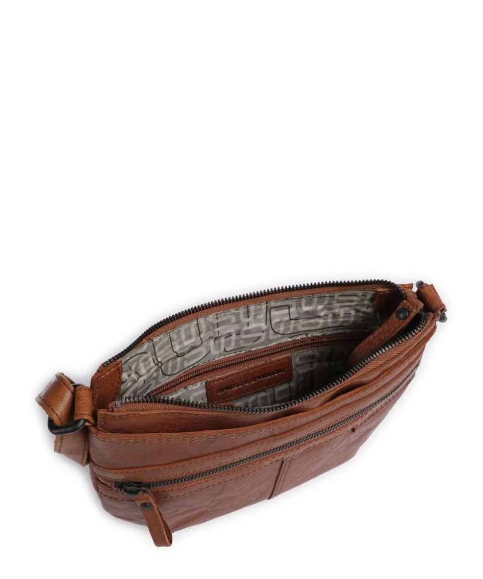 Bronco Camreen Umhängetasche genarbtes Leder braun