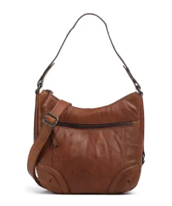 Bronco Candee Beuteltasche fein genarbtes Leder cognac