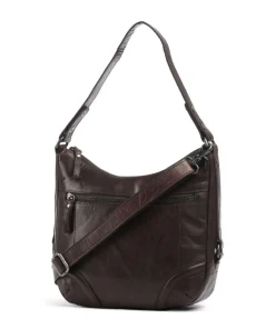 Bronco Candee Beuteltasche fein genarbtes Leder dunkelbraun