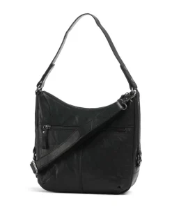 Bronco Candee Beuteltasche fein genarbtes Leder schwarz
