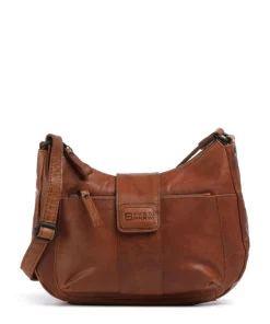 Bronco Carlia Umhängetasche fein genarbtes Leder cognac