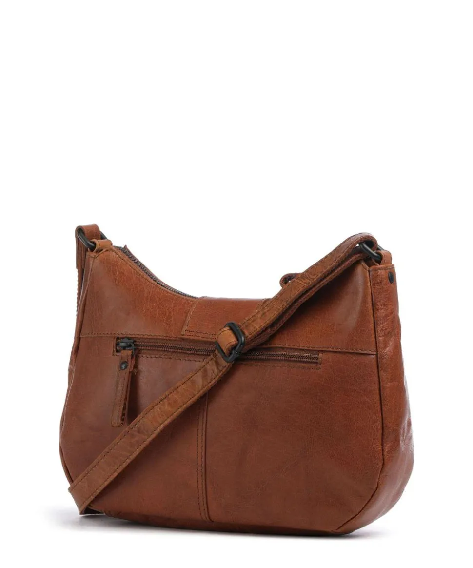 Bronco Carlia Umhängetasche fein genarbtes Leder cognac