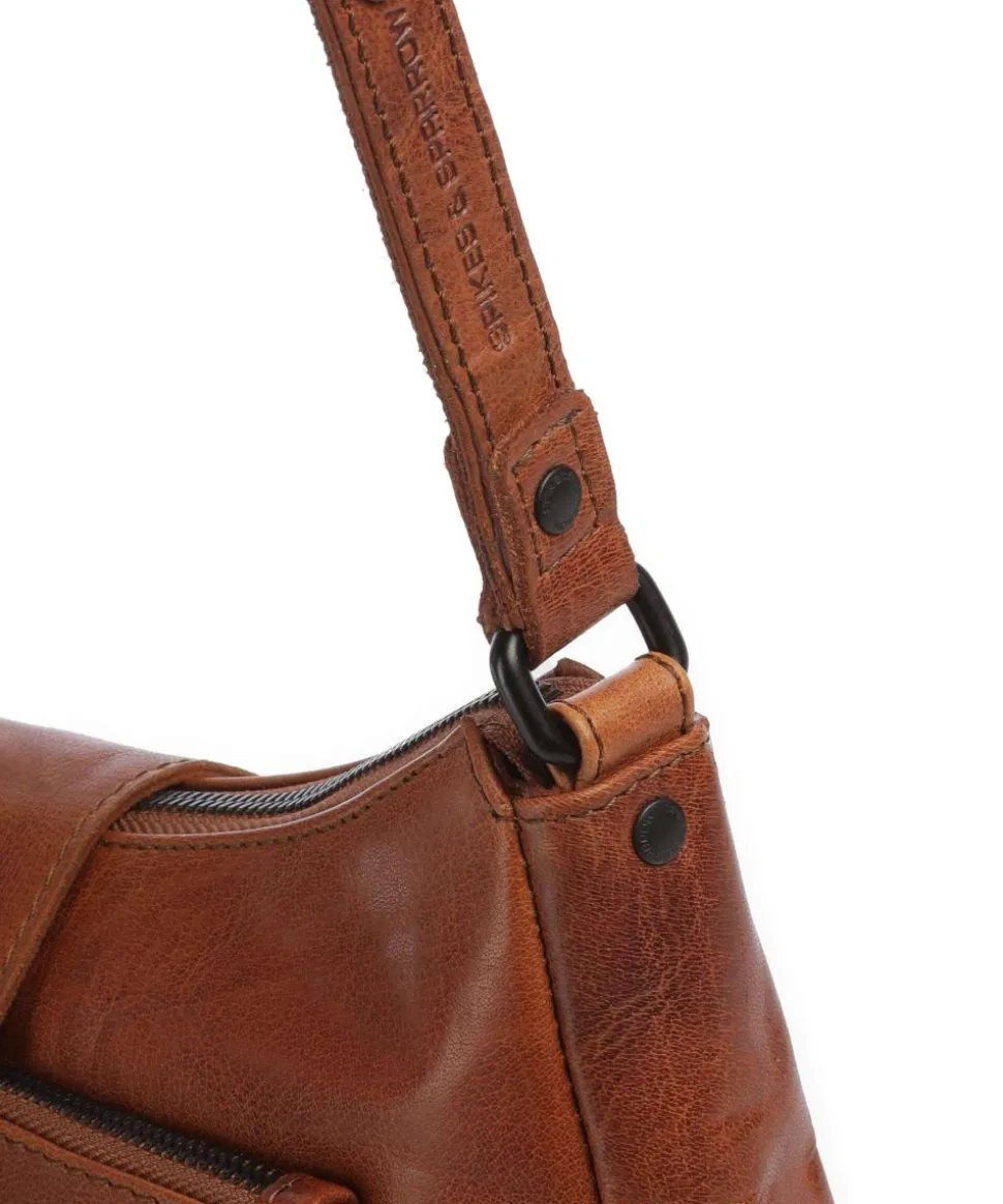 Bronco Carlia Umhängetasche fein genarbtes Leder cognac