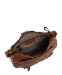 Bronco Carlia Umhängetasche fein genarbtes Leder cognac