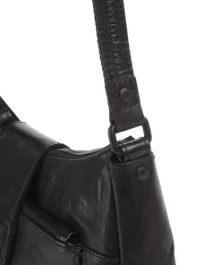 Bronco Carlia Umhängetasche fein genarbtes Leder schwarz