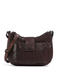 Bronco Carlia Umhängetasche fein genarbtes Leder dunkelbraun