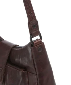 Bronco Carlia Umhängetasche fein genarbtes Leder dunkelbraun