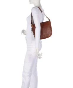 Bronco Carmen Schultertasche fein genarbtes Leder cognac