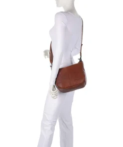 Bronco Carmen Schultertasche fein genarbtes Leder cognac