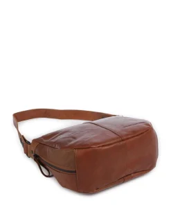Bronco Carmen Schultertasche fein genarbtes Leder cognac