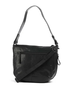 Bronco Carmen Schultertasche fein genarbtes Leder schwarz
