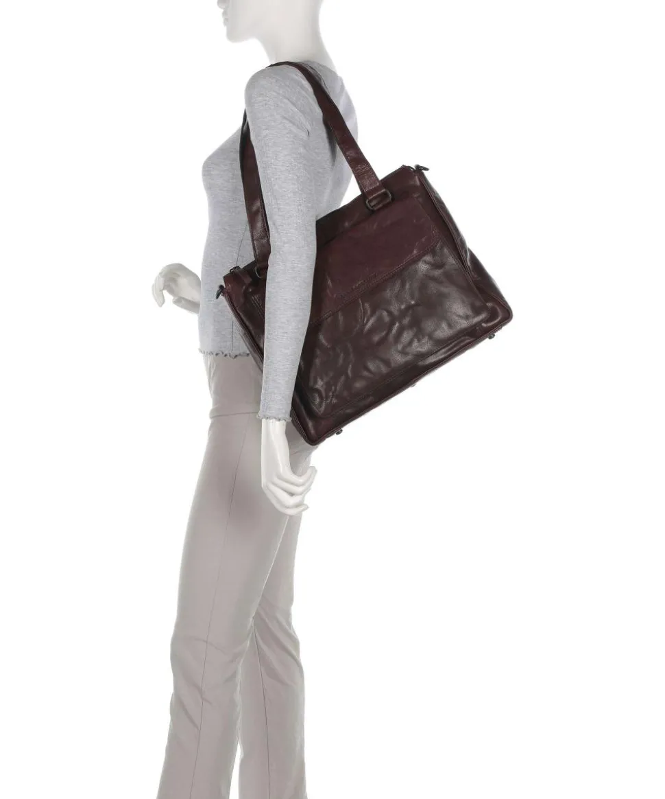 Bronco Ceciley Laptoptasche 15″ genarbtes Leder dunkelbraun
