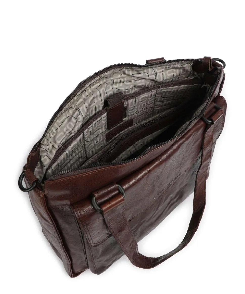 Bronco Ceciley Laptoptasche 15″ genarbtes Leder dunkelbraun