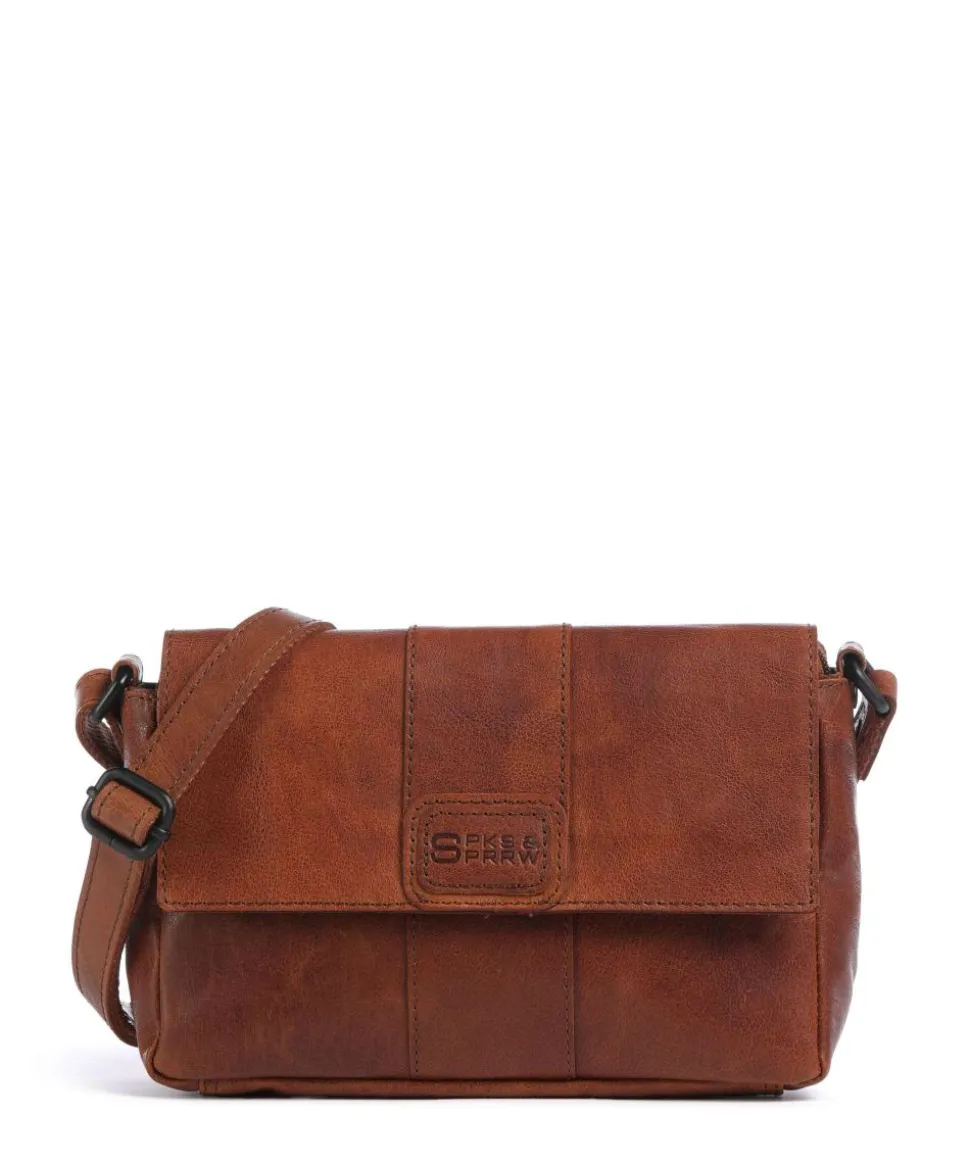 Bronco Ceslie Umhängetasche fein genarbtes Leder cognac