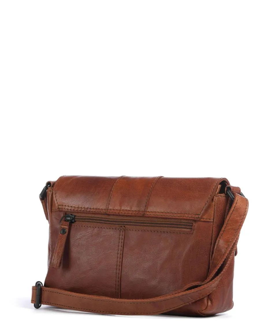 Bronco Ceslie Umhängetasche fein genarbtes Leder cognac