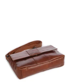 Bronco Ceslie Umhängetasche fein genarbtes Leder cognac