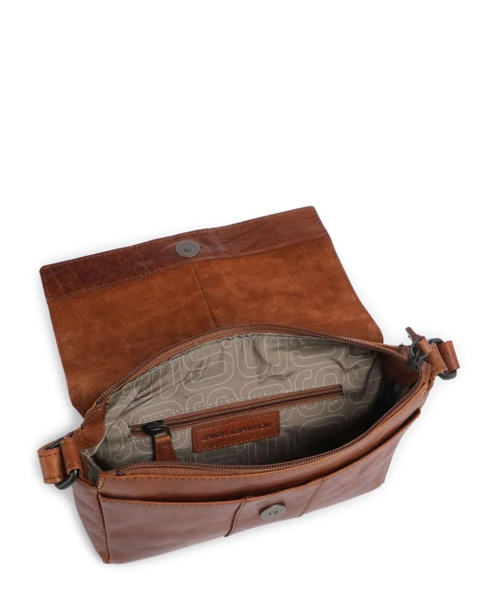 Bronco Ceslie Umhängetasche fein genarbtes Leder cognac