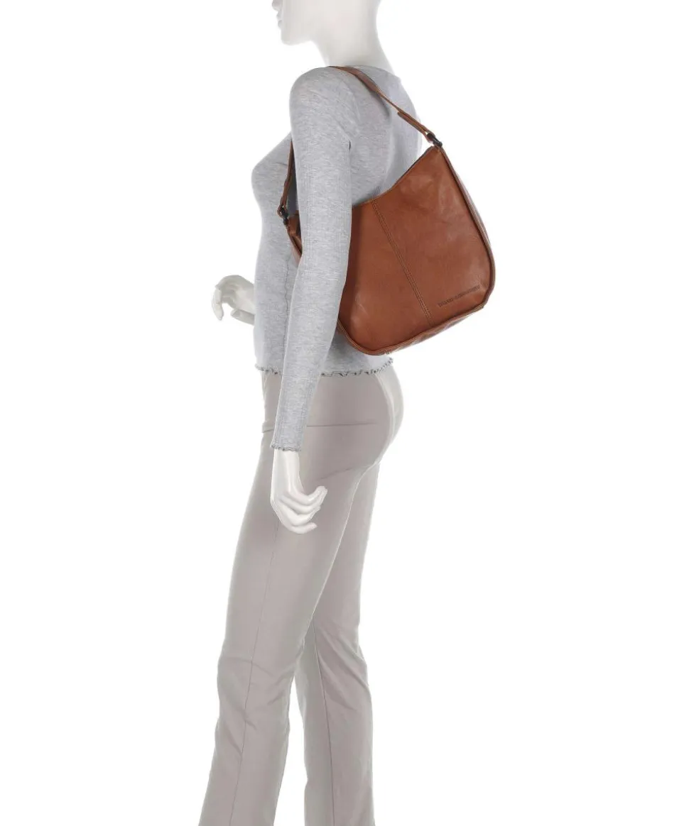 Bronco Colleen Schultertasche genarbtes Leder braun