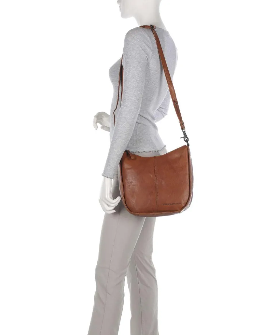 Bronco Colleen Schultertasche genarbtes Leder braun