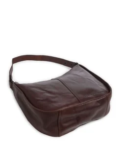 Bronco Colleen Schultertasche genarbtes Leder dunkelbraun