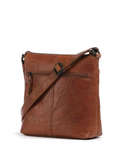 Bronco Deborah Umhängetasche fein genarbtes Leder cognac