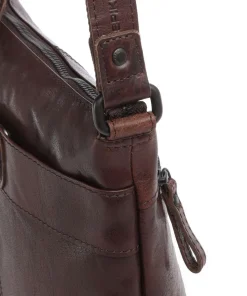 Bronco Deborah Umhängetasche fein genarbtes Leder dunkelbraun