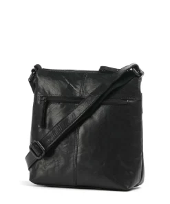 Bronco Deborah Umhängetasche fein genarbtes Leder schwarz
