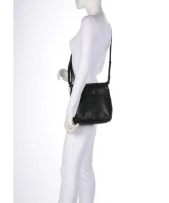 Bronco Deborah Umhängetasche fein genarbtes Leder schwarz