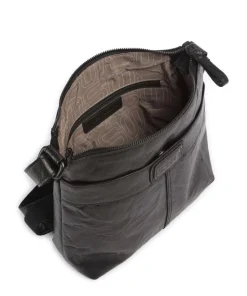 Bronco Deborah Umhängetasche fein genarbtes Leder schwarz