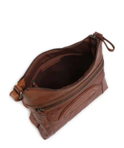 Bronco Elien Umhängetasche fein genarbtes Leder cognac