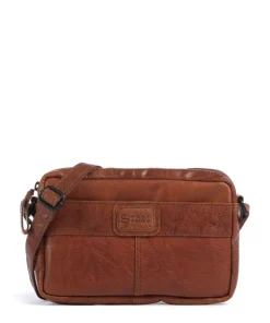 Bronco Eva Umhängetasche fein genarbtes Leder cognac